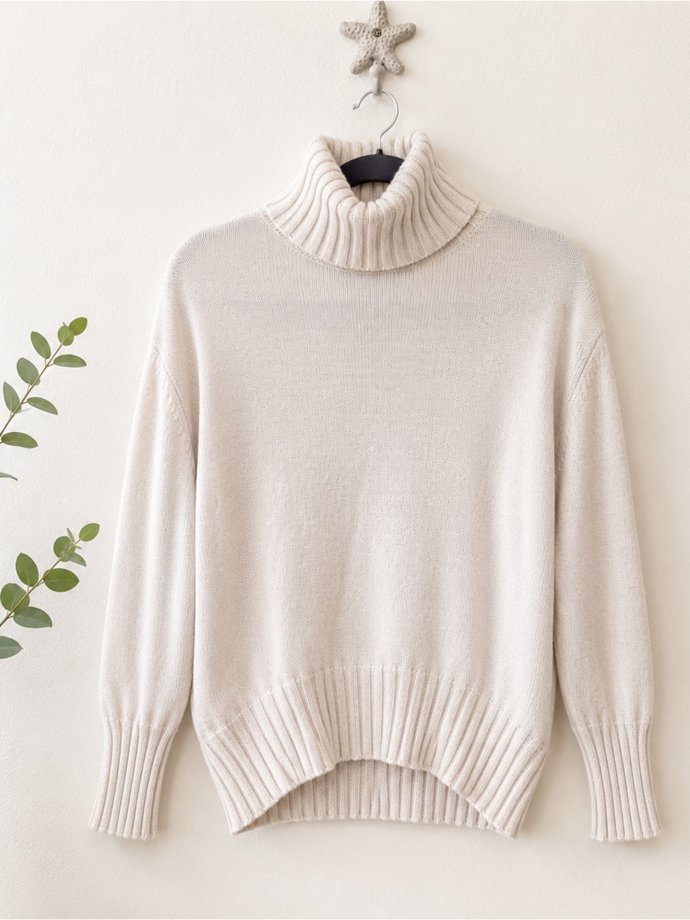 Classic Cream Turtleneck Sweater - Women's Cozy Knit